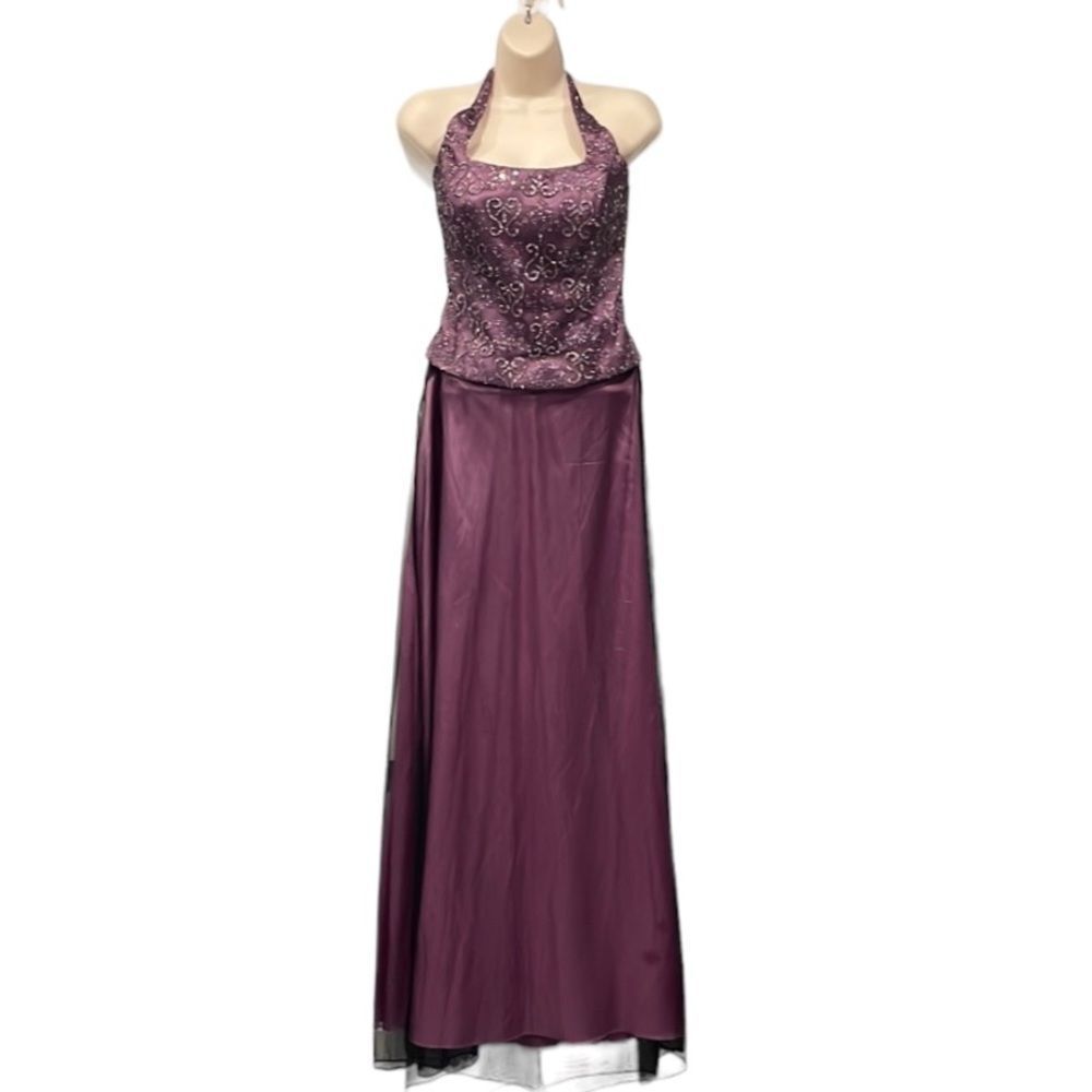 Blondie Nites by Jaslene Two-piece Evening Gown Sz 11 Jr Purple Black Y2K‎